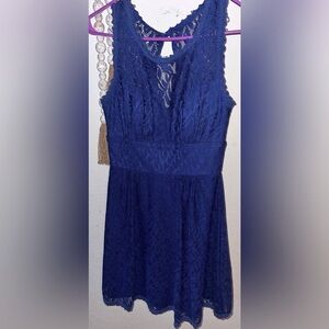 B.Darlin- Royal Blue Lace Sleeveless V-Neck Dress